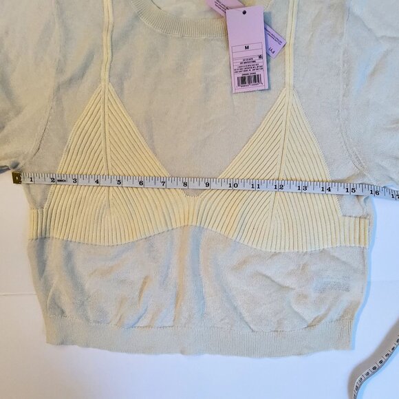 Wild Fable Off-White Ribbed Knit Bra Design Short Sleeve Sweater   Size  M - Picture 5 of 8